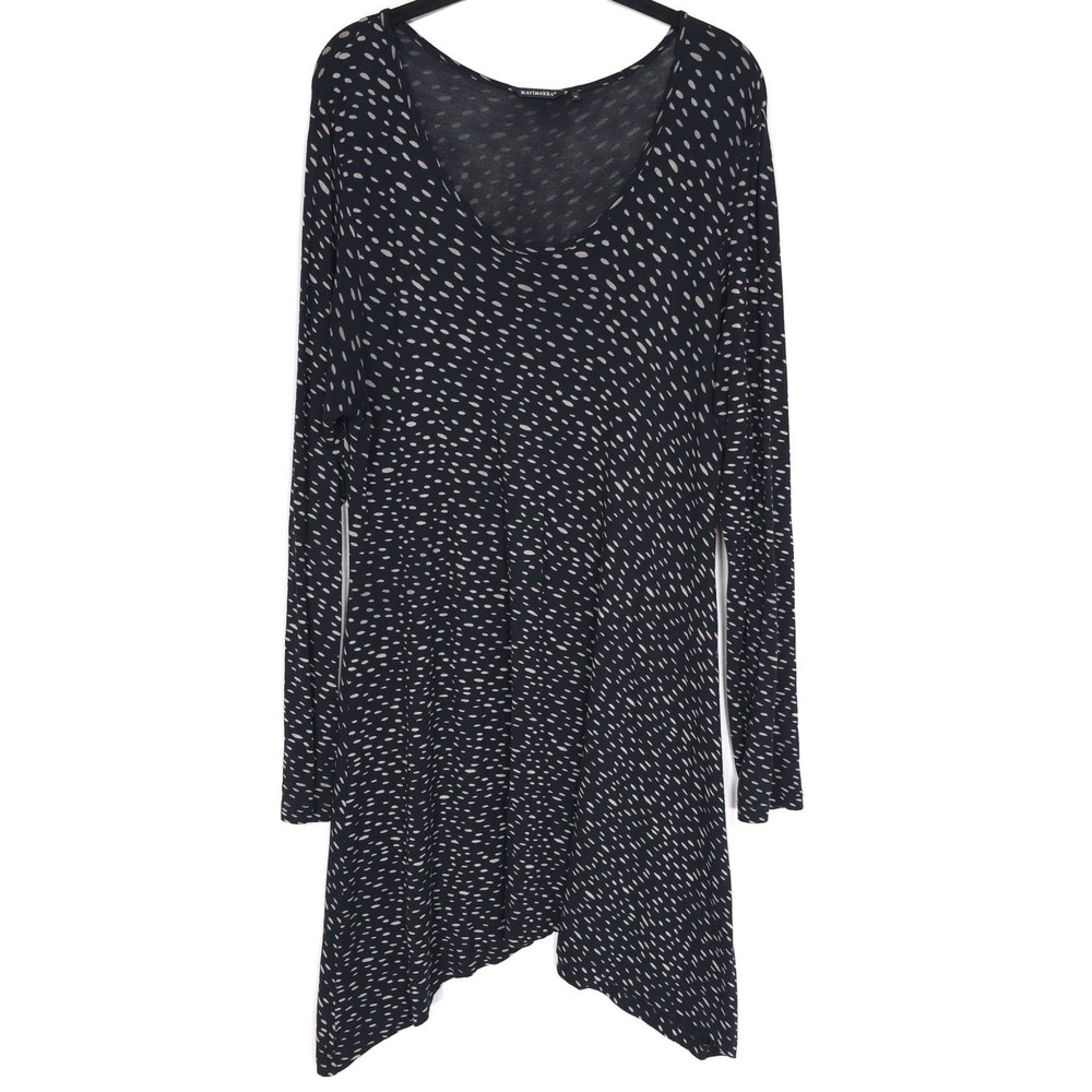 marimekko 113 MUSTA KOTTARAINEN Medium Dress Dots Asymm Pullover Black PORTUGAL